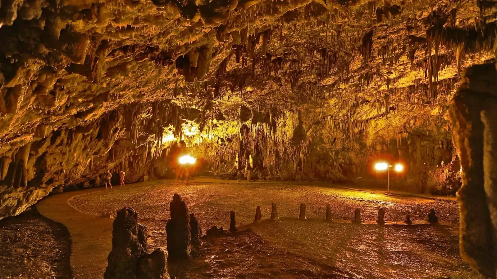 Stalactites and stalagmites inside Drogarati Cave, Kefalonia