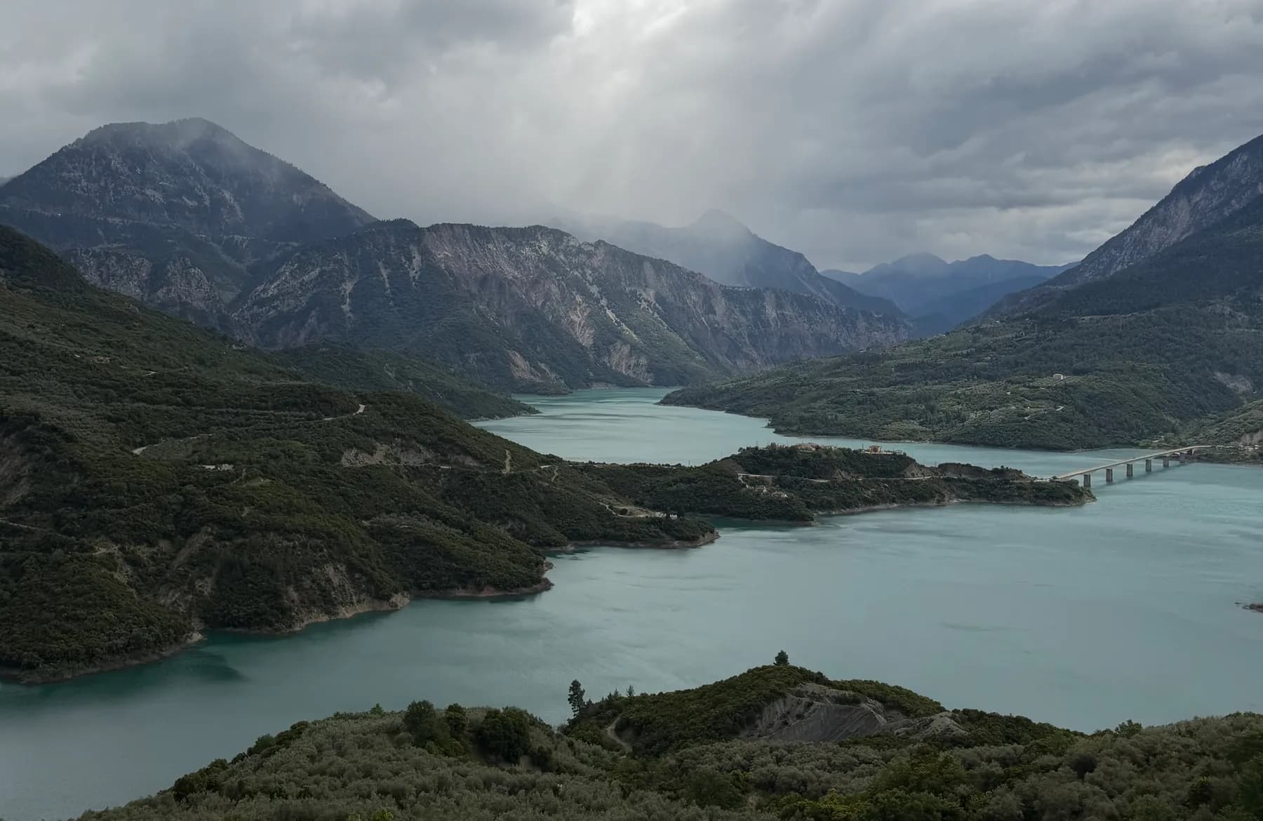 Lake Kremasta fjord landscape in Central Greece