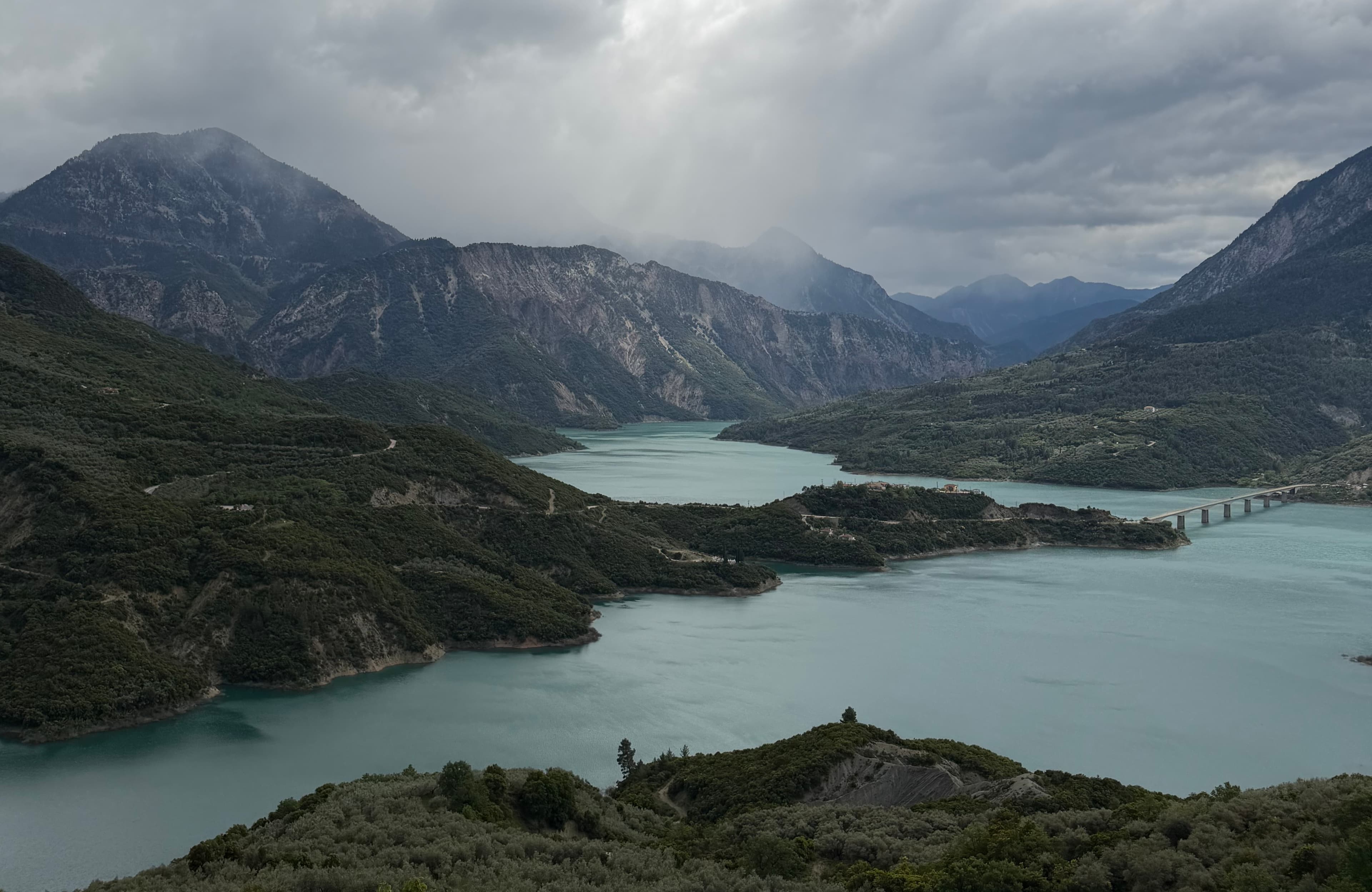 Lake Kremasta fjord landscape in Central Greece